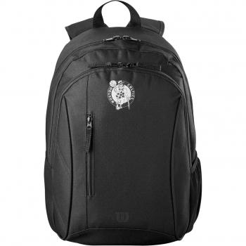 Mochila Unisex NBA Team Boston Celtics Wilson, color negro, con diseño del equipo de baloncesto, compartimentos múltiples y material resistente