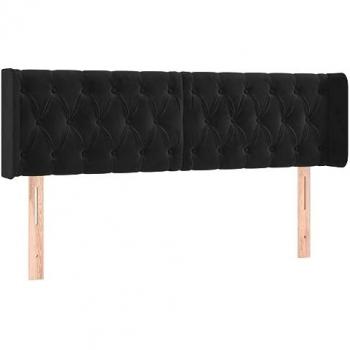 Cabecero con LED de terciopelo negro 147x16x78/88 cm
