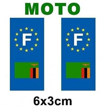 Autocollant plaque immatriculation drapeau zambie - Moto