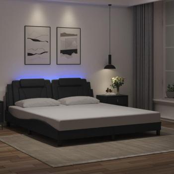 Estructura de cama con luz LED de cuero sintético negro 180x200 cm VidaXL
