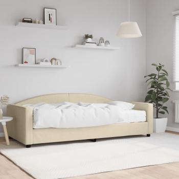 Sofá cama con colchón tela crema 100x200 cm