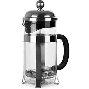 Cafetera de émbolo francesa en vidrio de borosilicato con gran resistenca térmica. Capacidad 800ml. Filtros extraibles para fácil limpieza. Potente sabor al permanece