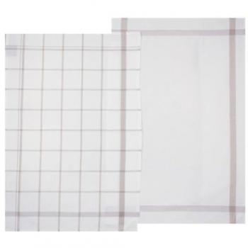 Pack de 2 paños de cocina estampados en algodón gris 45x70 cm