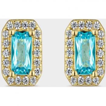 Pendientes Jelly de plata bañada en oro con circonita rectangular azul aguamarina