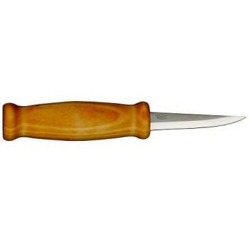 Cuchillo Morakniv Wood Carving 105, Acero Carbono Laminado, Mango de Madera de Abedul, Protección de Plástico