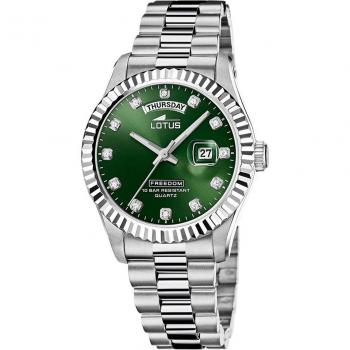 Lotus Freedom Collection Men's Watch 18854/6 with Green Dial and Stainless Steel Bracelet
