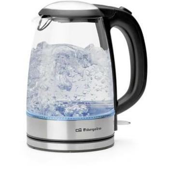 Hervidor de Agua Orbegozo KT6045, 1.7L, 2200W, Cristal con LED