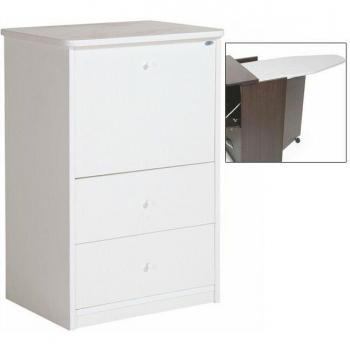 Mueble con tabla de planchar y cajones de melamina blanca 44x57xH.89 cm