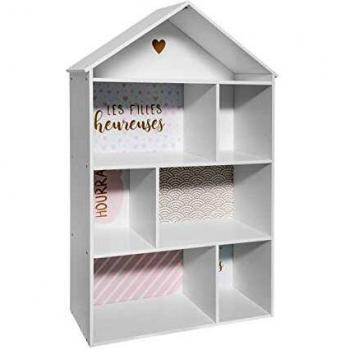 Estantería Infantil Casa Rosa ATMOSPHERA, dimensiones 114x73.5x30 cm, fabricada en MDF, diseño de casita
