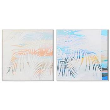 Cuadro Tropical de Palmeras 100 x 4 x 100 cm (2 Unidades) DKD Home Decor