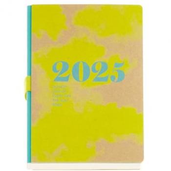 Agenda Anual 2025 Miquelrius 155x213 mm Día Página Cubierta de Cartón Kraft Papel Sostenible Goma Portabolígrafos Nubes