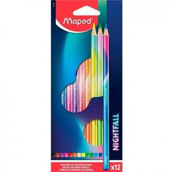 Maped Color'Peps Nightfall Triangular Colored Pencils, 12-Pack FSC-Certified Wood