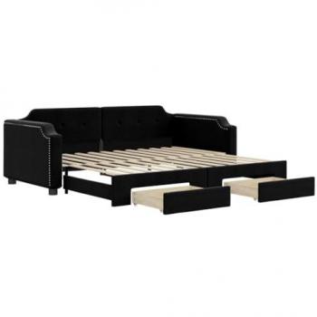 Sofá cama nido con cajones tela negro 100x200 cm