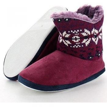 Cotswold Ladies Bergen Thick Warm Bootie Slippers Burgundy