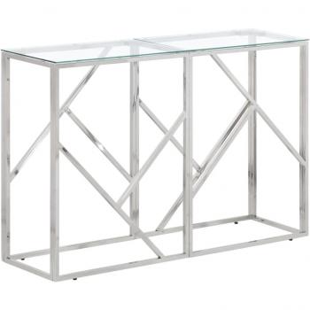 vidaXL Console Table Silver Stainless Steel and Tempered Glass