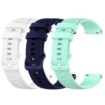 Pack de 3 Correas de Silicona para Reloj 18mm, Compatible con Smartwatch, Liberación Rápida, Azul Oscuro/Blanco/Turquesa