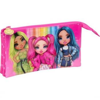 Estuche Escolar Triple Compartimento Rainbow High Safta Fucsia (22 x 12 x 3 cm)