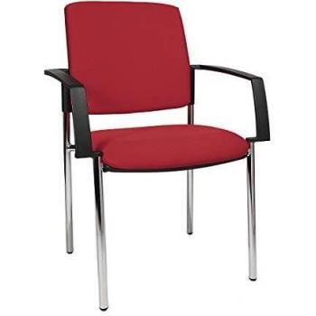 Silla Acolchada Apilable Topstar 115057 con Armazón de Cuatro Patas y Estructura Cromada, Pack de 2, Tapizado Rojo