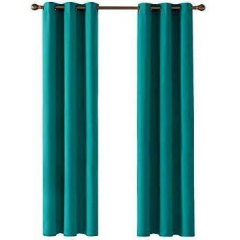 Deconovo Cortinas Salón Opacas Modernas Térmicas Aislante Decorativas con Ojales 2 Piezas 107x242cm Turquesa