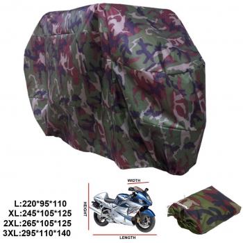 ANFTOP Funda Protector para Moto de 180T Polyester Cubierta para Moto 3XL Motocicleta Resistente al Agua a Prueba de UV Color Camuflaje Talla XXXL