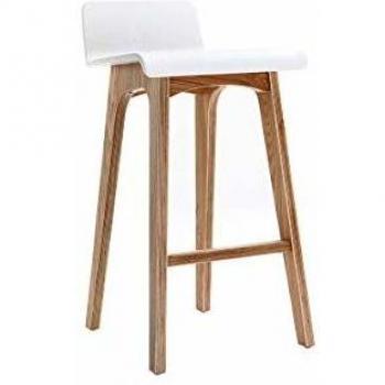 Taburete/Silla de bar escandinavo 65cm blanco patas madera baltik