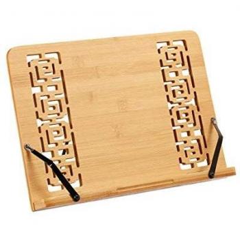 Atril para libros ajustable de bambú, plegable, 5 niveles, 24x34x21 cm, madera natural