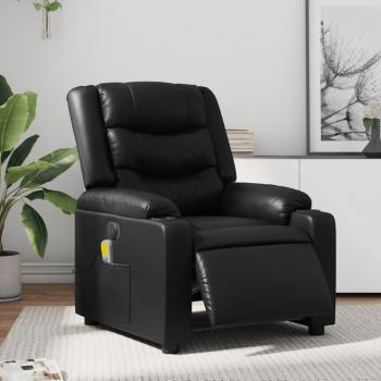 Sillón de masaje reclinable eléctrico de cuero sintético en colores negro, crema y marrón - Sillón cómodo para dormitorio y relax