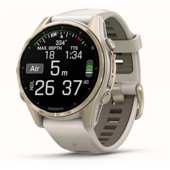 Garmin Fenix 8 Sapphire AMOLED 43mm con pulsómetros y GPS en color Soft Gold Gris