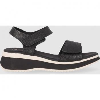 Chika10 Sandalia de Cuña de Piel para Mujer ST Pavlova 5411 Negro con Puntera Redonda