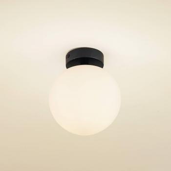 Lámpara de techo Bidolo IP44, negra, cristal, Ø 15 cm