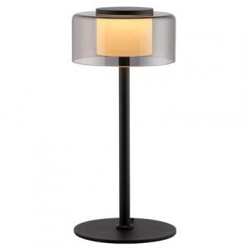 Lámpara de mesa LED Rika, negra, altura 33 cm, cristal, regulable en intensidad con función de memoria