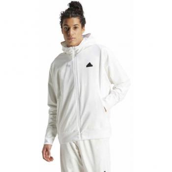 Sudadera con Capucha Adidas Z.N.E. Woven Full-Zip para hombre en color blanco, chaqueta ligera, cierre completo, diseño moderno, tejido transpirable y cómodo, ideal para actividades deportivas y uso diario