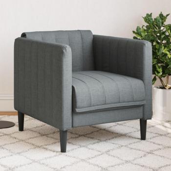 Sillón de Tela Gris Oscuro Vidaxl con estructura de madera, tapizado en tela suave, cojín acolchado para mayor comodidad, patas de madera resistentes, diseño moderno y elegante apto para cualquier espacio