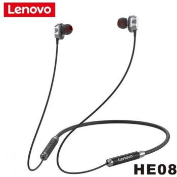 Auriculares Inalámbricos Lenovo HE08 con Banda para el Cuello, Estéreo HIFI, Bluetooth 5.0 y Micrófono - 4 Altavoces Dinámicos para Deportes