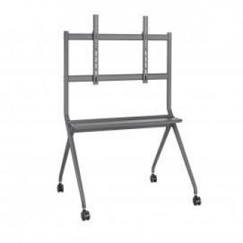 Aisens FT86FE-143 Soporte de Suelo Pro con Ruedas y Bandeja para TV/Pantalla Interactiva de 50-86, Capacidad hasta 120kg, Color Negro