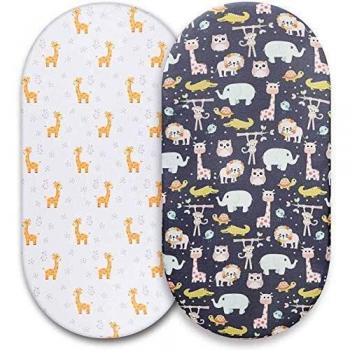 Momcozy Sábana Minicuna 75x33cm/80x46cm Ajustable para Colchón Capazo/Carro/Cochecito de bebé para Niños y Niñas, de 100% Algodón, Elástico se Adapta a Julius Zöllner, Träumeland, Alvi, FabiMax