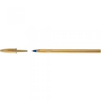 Bolígrafo BIC Cristal Oro con Tinta Azul y Cuerpo Dorado - Punta 0.11mm