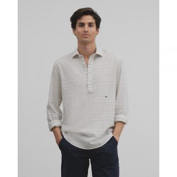 Camisa polo de rayas irregulares grises para hombre