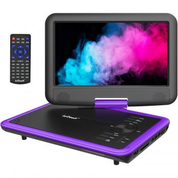 ieGeek 11.5 Reproductor de DVD portátil con Pantalla giratoria DE 9.5, Batería Recargable de 5 Horas, Soporte USB/Tarjeta SD, Reproducción Directa de AVI/RMVB/MP3/JPEG, Púrpura