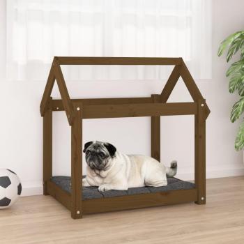 Cama para perros de madera maciza de pino ámbar 71x55x70 cm