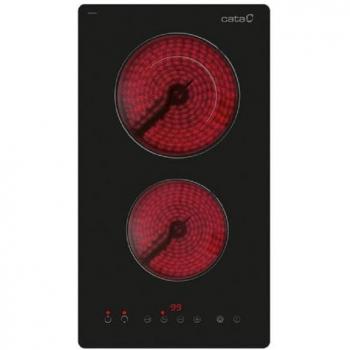 Placa Vitrocerámica Cata THD 3002 BK de 29cm, 2 Fuegos, 3200W, Negra