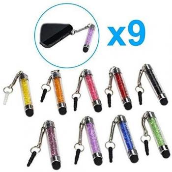 Mini Stylus Capacitivo Glitter con Conector de 3.5mm - 9 Piezas