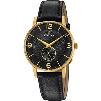 Reloj Festina F20567/4 Retro para Hombre con Esfera Negra y Correa de Piel