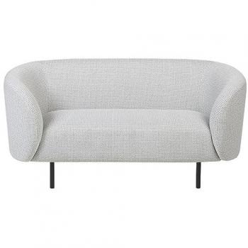 Sofá 2 Plazas Retro Glam en Poliéster Blanco y Negro con Patas Negras