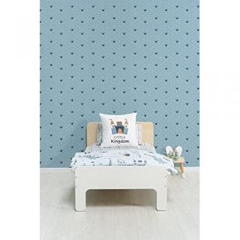 Papel Pintado Infantil Coronas Azules - Rollo de 55 x 300 cm