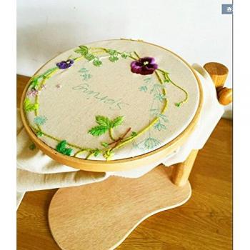 Sit-On redonda de madera maciza Lep bordado Dia28cm Cuadro Altura 31-42cm ajustable de punto de cruz bastidor escritorio de madera de pie bastidor de bordado chino Kit de Bastidor de bordado Dia 8.27inch pulgadas