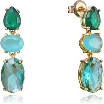 Pendientes Elegant de Viceroy Jewels en plata bañada en oro con cristales verdes y azules