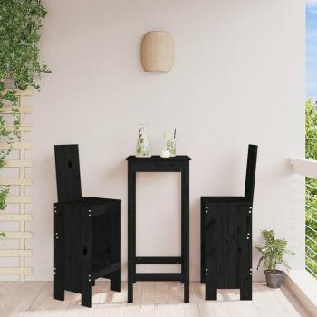 Taburetes de Bar 2 piezas negro 40x42x120 cm madera maciza de pino