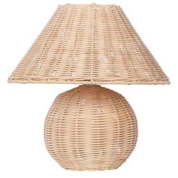 Lámpara de mesa boho de ratán natural Cinder con pie y pantalla perforada, ideal para dormitorio y sala de estar