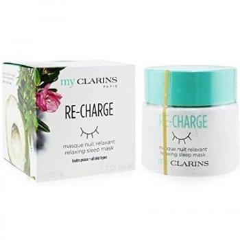 Clarins My Clarins Re-Charge Relaxing Sleep Mask is a skincare product, specifically an overnight face mask designed to hydrate and refresh the skin while you sleep